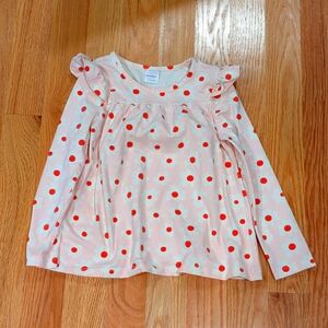 Hanna Andersson Girls 6-7 Long Sleeved Top with Shoulder Ruffles